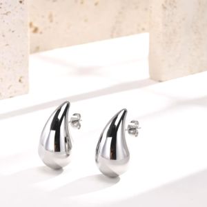 Droplet Hollow Stud Earrings for Women & Girls: 18K Gold Hypoallergenic Earrings