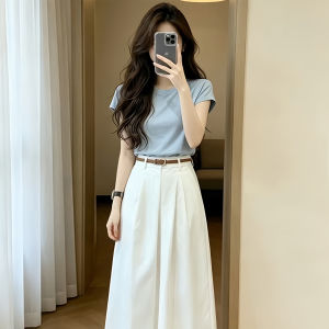Shalldoer | Bộ Đầm Ngắn Tay Ngắn Phong Cách Hàn Quốc Thoáng Mát Elegance cho Mùa Hè