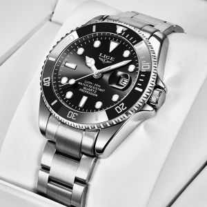LIGE | Đồng Hồ Đeo Tay Nam Thời Trang LIGE 3ATM Chống Nước Kim Dạ Quang Thép Không Gỉ Thể Thao Quartz Chronograph
