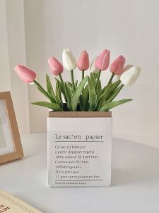 Bông Tulip Giả Scandinavia Trang Trí Nhà Bàn Ăn Bó Hoa Đĩa Hoa Trang Trí Nhà Bếp Bông Lụa Túi Đựng Hoa Trang Trí Nhà