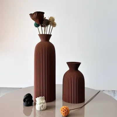 2-Piece Set of Wavy Pattern Art Dry Vase Dried Flower Vase Suitable for Home Desktop Decoration Vase Foyer Decoration Vase Dried Flower Vase Office Decoration Vase Ornament Best Holiday Gift