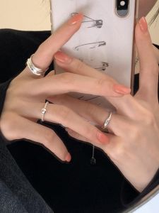 Srrmhyn Silver Plated Open Ring Womens Fashionable Simple Personality Smiley Lace Design 2024 New Style Versatile Accessory