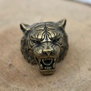 Tiger Head Brass DIY Paracord Beads Knife Beads EDC Outdoor Handmade Woven Lanyard Pendants Umbrella Rope Bracelets Accessories