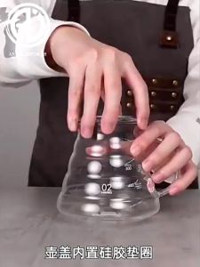 One Two Cups Coffee Server teko kopi V60 Drip Pour Over Borosilicate Glass