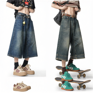 Mark Fairwhale | Vintage Wide-leg Loose Straight Jeans Shorts