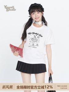 Áo Thun Nữ Tay Ngắn Cổ Tròn Mùa Hè Guozii Phong Cách Ballet Hàn Quốc Thường Ngày Vai Áo Ngắn Tay Áo Cotton Thoải Mái