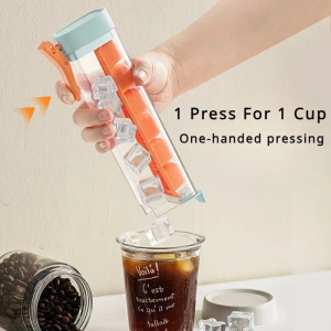 Food Grade Silicone Ice Cube Mold with One Click Press Type Storage Box Whiskey Cube Maker Kitchen Tool for Home Bar