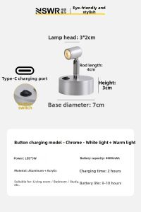 NSWR | Charging Desk Lamp for Jewelry and Gold Counter Lighting with Ambiance for Coffee Shops Bars and Outdoor Dining Tables