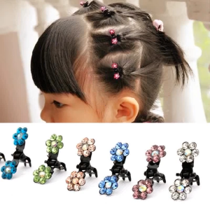 12pcs Jepit Rambut Permat  Bling Bling Jepit Rambut Ana Jepit Poni Bunga Mini Lucu Colorful Kecil Clip Rambut Mini Murah