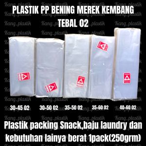 plastik PP bening tebal 02 cap kembang 30×45 30×50 35×50 35×60 40×60 plastik laundry / plastik Snack / plastik boneka / plastik kerupuk