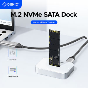 ORICO | ORICO 10Gbps M.2 NVMe SATA SSD Enclosure Docking Station USB 3.2 Gen 2 Aluminum External Hard Drive Case Tool-Free