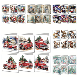 6 diamond painting sets DIY paper Christmas holiday pattern greeting cards and postcards perfect for holiday gifts