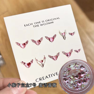 Pink Moon Heart Butterfly Knot Small Monkey Material Pack Sharp Bottom Mixed Decoration Nail Art Tools for Any Skin Type