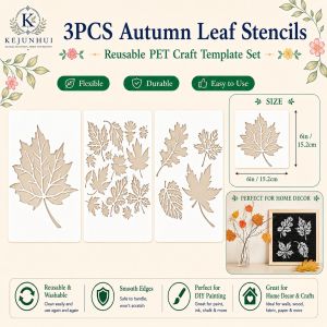 3PCS Maple Leaf Stencils Square Leaves Painting Stencil Autumn Plants Stencil PET Drawing Template for Home School Office Wall