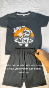 Setelan Baju Kaos Distro Bear Awesome Anak Laki Laki Karakter Beruang Pantai Keren Umur 1 - 10 Tahun