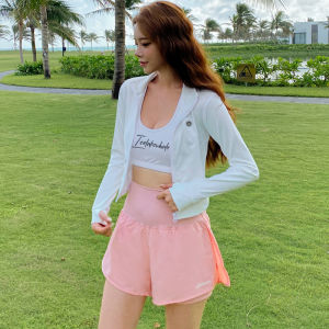 Mohan Korean Diving Suit Womens Swimsuit 3-Piece Set Split Sunscreen Surfing Long Sleeve Double-Layer Boomers Jellyfish Suit