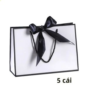 Túi Quà Đen Đơn Giản Hình Nơ Dùng Cho Đám Cưới Sinh Nhật Lễ Tạ Ơn Ngày Valentine Lễ Tốt Nghiệp Kỷ Niệm - Chất Liệu Giấy Cứng Có Thể Gấp Gọn