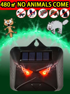 (Ship from Malaysia) Outdoor Solar Ultrasonic Mouse Repellent 24h Work Garden Animal Repeller Courtyard Bird Dog Cat Repellent Waterproof Ultrasonic Pest Bat Gecko Rat Control