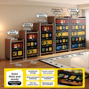 MEISD | Steel-like Wood Bookshelf Floor Stand Storage Cabinet Dustproof