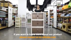 3/5 layer Foldable Storage Cabinet 2 Doors Storage Box Multipurpose Storage Cabinet Stackable Storage