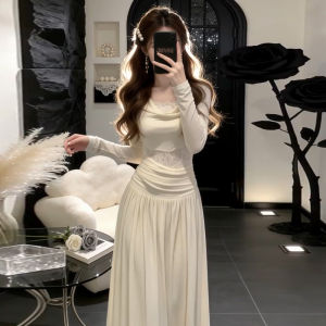 Y6Y | Đầm Phụ Nữ Màu Trắng Kiểu Pháp Thiết Kế Ren Trổ