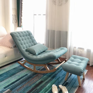 Rocking Chair For Home Casual Adult Balcony Recliner Accessible Luxury Classy Faux Leather Scandinavian Nap Leisure Bean Bag Rocking Chair