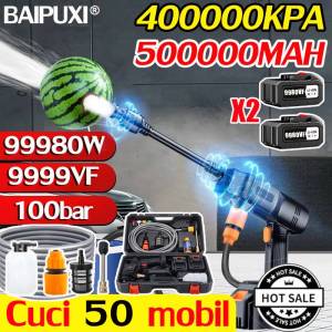kotak alat hadiah BAIPUXI Mesin cuci mobil Gratis 2 baterai 399VF 99900pa Dapat menyemprot 500 meter Alat Cuci Mobil cuci lantai menyiram bunga(Alat cuci motor semprot Semprotan air cuci motor Jet cleaner tekanan tinggi Jet cleaner cuci motor)
