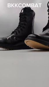 คอมแบท รหัส 024 พื้นเรือ มีซิป สูง10นิ้ว หนังวัวแท้ หนังนิ่มขัดเงา แนะนำ+1ไซซ์