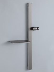 AZOS | Tempered Glass Adjustable Shower Rod Black