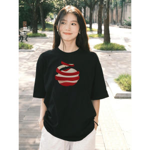 Áo Thun Nữ Tay Ngắn Mùa Hè Phong Cách Hàn Quốc Rộng Rãi Cổ Tròn in Họa Tiết Thời Trang Phong Cách Harajuku Áo Thun Cotton Thường Ngày