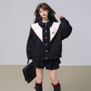 KEIKO | Embroidered Collar Black Fall Jacket