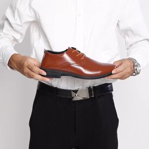 2024 Mens Leather Black Shoes Business Formal Wear Low Top Shoes Casual Soft Leather Shoes For Men