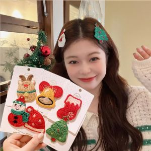 💥Giá thấp💥10 cái len dệt kim giáng sinh kẹp tóc kẹp tóc sock Snowman rung chuông mũ nón Cây giáng sinh Santa barrette trẻ em cô gái phụ kiện Quà Tặng