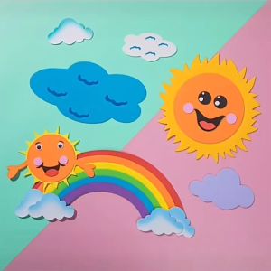 Aplikasi Hiasan Eva Foam/Dekorasi Dinding Busa Eva Tk/Matahari Awan Set Dekorasi Unik Eva Foam Pelangi Matahari Bulan Bintang Awan Kartun Anak-Anak Dinding Hiasan Terbaru