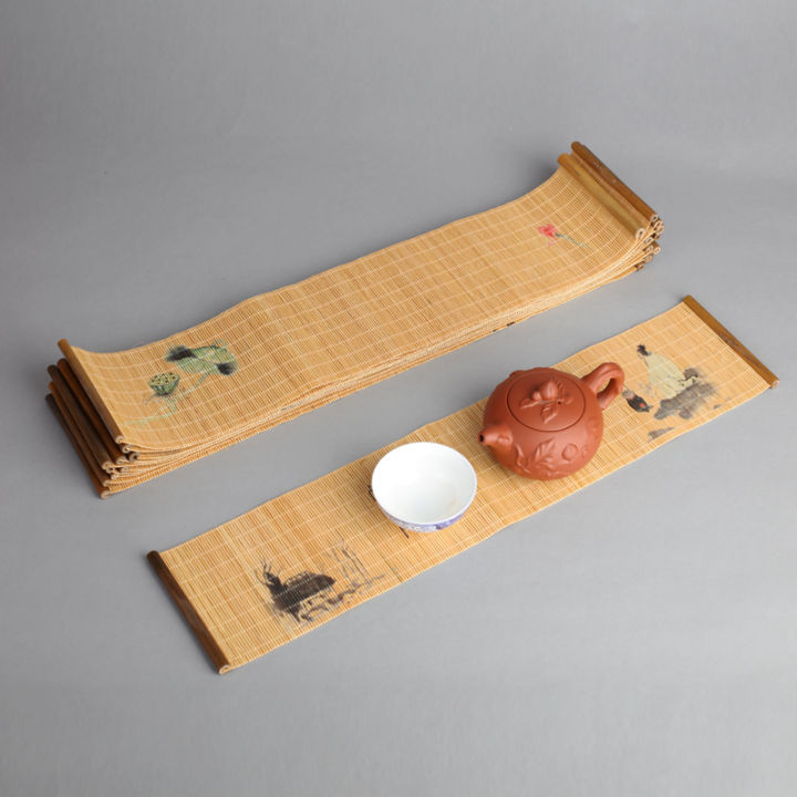 Natural Inkjet Bamboo Tea Mat Heat Proof Mat Japanese Zen Table Runner