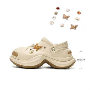 Zhu Zhengting Ouder Thick Heel Anti-Slip Womens Sandals Comfortable Low Cut EVA Hollow out Slip-On round Toe Summer Shoes