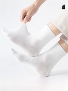 Miiow | Mens Summer Thin Breathable Mesh Antibacterial Anti-Odor Sweat Absorbent Long Tube Socks Pure Color MiiOW Cat Person Socks