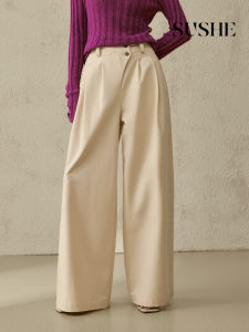 SUSHE | Practical Slim High Waist Pleated Loose Capri Wide-leg Casual Pants