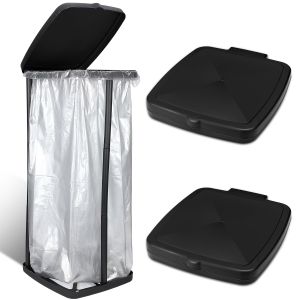 1pc Foldable Plastic Trash Can | Adjustable Height Portable Garbage Bag Holder |Rectangle No-Electricity Outdoor & Kitchen Trash