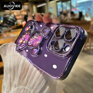 AUOVIEE ดูด G Litter หมีกรณีโทรศัพท์สำหรับ iPhone 14 Pro Max X Xs Max X 7 8 พลัสน่ารักกรณีชุบสำหรับ iPhone 11 12 13 ProMax