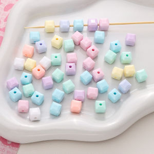 8Mm 50 cái/túi Acrylic Màu Trơn Kính Giả Ba Chiều hạt vuông Cho Vòng tay thủ công Vòng Cổ Bông Tai Keychain Tự Làm Thủ Công Phụ kiện làm đồ trang sức