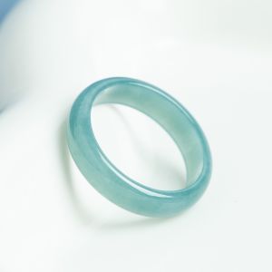 TIMESWIND Simple Natural A-grade Jade Light Green Ice Ring for Men with Certificates