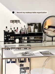 Desktop Makeup Cosmetic Storage Box Luxury Sensation Vanity Desk Skincare Products Perfume Organizer Rack Lipstick Shelf