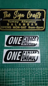ONE GARAGE DESIGN 1 . VINYL STICKERS DECALS AND CUT-OUTS. Mock-up and actual pictures. Available in any size and color. Please message us with your color choice before placing your order. Paste at your own risk.
