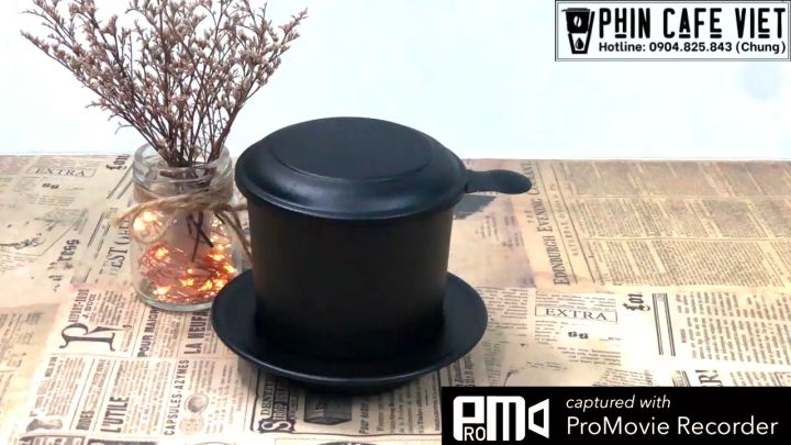 Phin cà phê nhôm màu đen cỡ trung pha 60-75gr bột cà phê nguyên chất