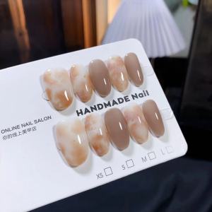 Nhựa Giả Móng Tay Ngắn Thủ Công Pure Handmade Dyeing Pure White Effect Nhựa Giả Móng Tay Dễ Sử Dụng Cho Học Sinh