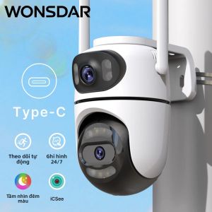 Camera IP WiFi WONSDAR Với Tính Năng Theo Dõi Tự Động Bằng AI Tầm Nhìn Ban Đêm Thông Minh Âm Thanh Hai Chiều Chống Nước IP66 Camera Dome Trắng Dùng Cho Trong Nhà/ngoài Trời