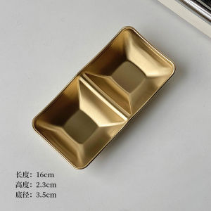 Stainless Steel Golden Small Dipping Sauce Dish Korean Style BBQ Seasoning Plate Home Use Hot Pot Spice Grids Snack Dish