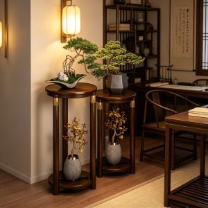 MINGZHIYIFAN | Chinese Style Real Wood Floor-standing Display Shelf