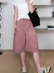 Quần Ống Rộng 5 Điểm Cạp Cao Phong Cách Hàn Quốc Mùa Hè Cho Nữ Quần Short Ống Đứng Dáng Rộng Đa Năng Giảm Béo